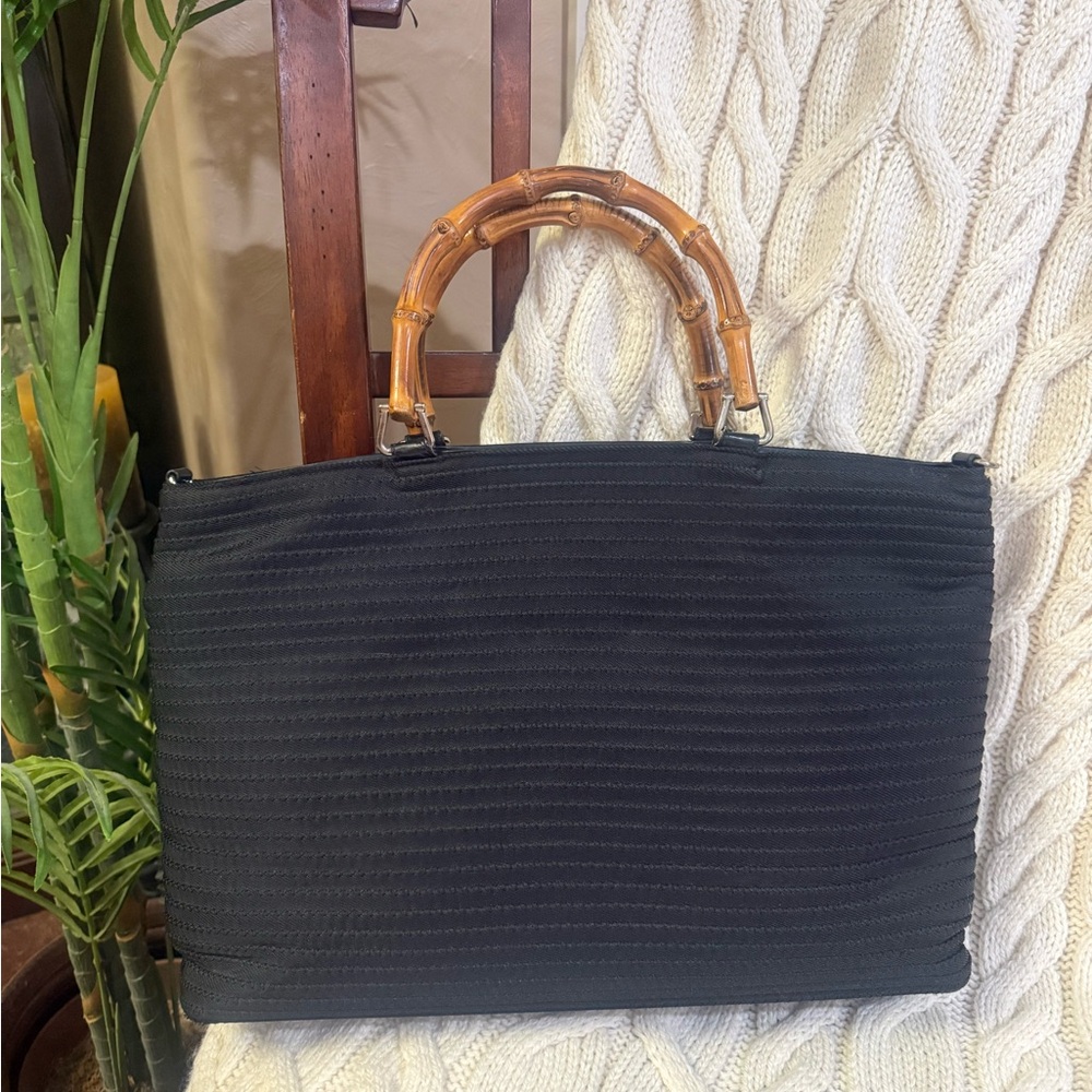Gucci Black Shoulder Bag with Bamboo Handle with COA - Picture 2 of 11